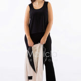 tailleur 3 pz bicolore pantalone zampa PF212TP CREMA PAOLA FORTI