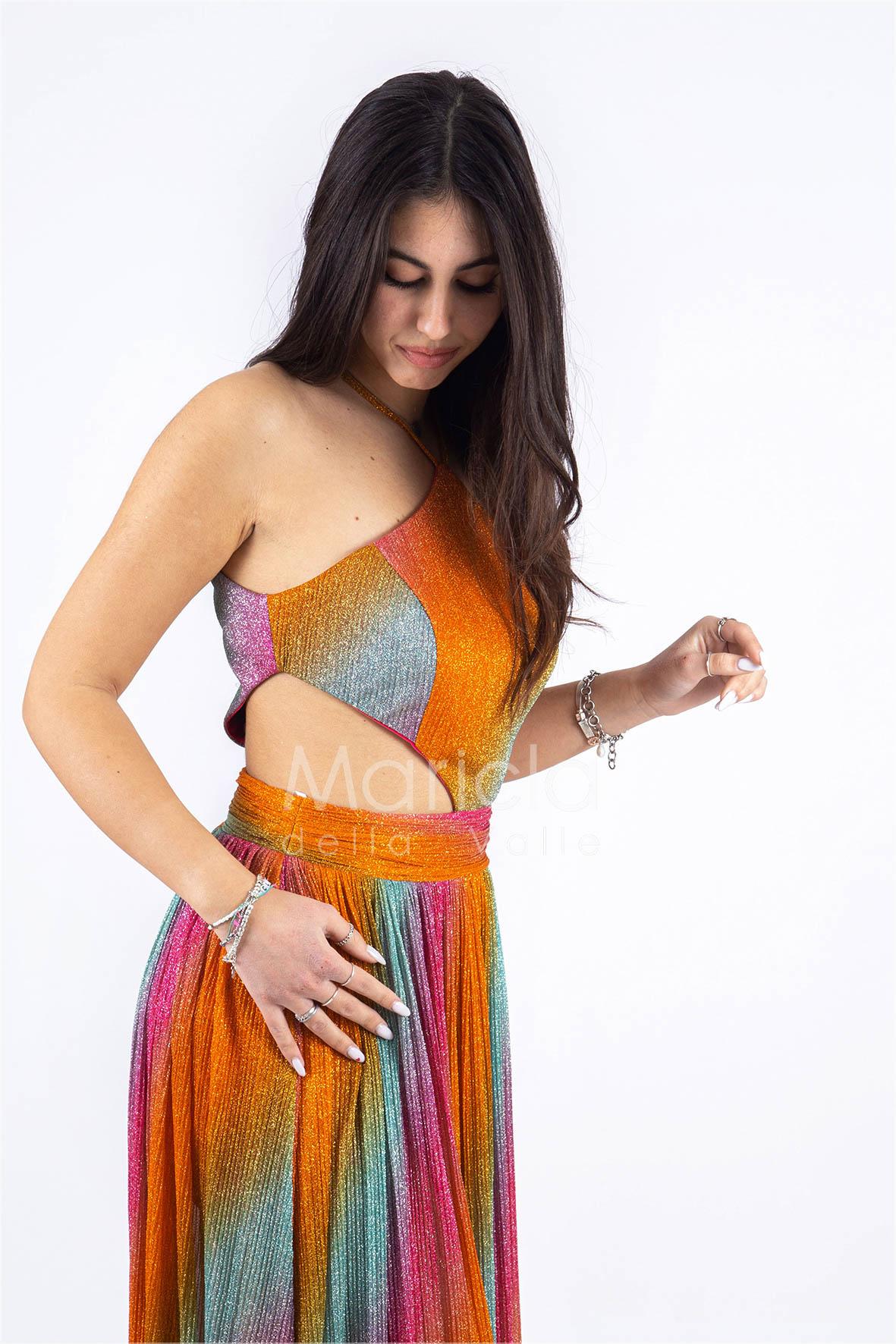 Abito Lungo glitterato LH702 FUXIA LUDOVICA HASSLER