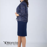 tubino con giacca floreale GU45002 BLU MARICLA ELEGANCE