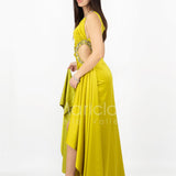 abito lungo monospalla con occhio laterale HC5017 AVOCADO MARICLA ELEGANCE