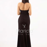 abito sirena crepe saten con spacco ANT7324 NERO ANTILLE ELEGANCE