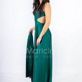 lungo scollato unito LH725 VERDE LUDOVICA HASSLER