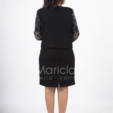 tubino con giacca ricamata PF6100 NERO PAOLA FORTI