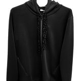Felpa con cappuccio e inserti fantasia CS146340 NERO MARICLA