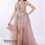 macramè con toulle CAN8053 VISONE MARICLA ELEGANCE