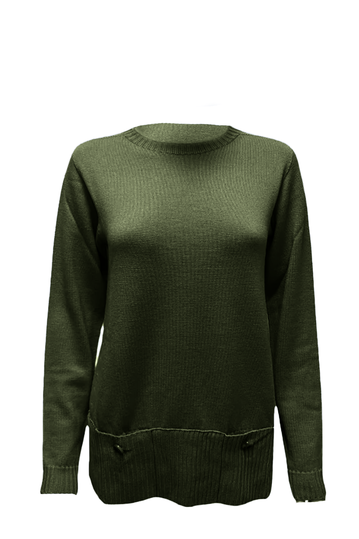 maglia 100% lana con taschini CF4388 MILITARE CARLA FERRONI