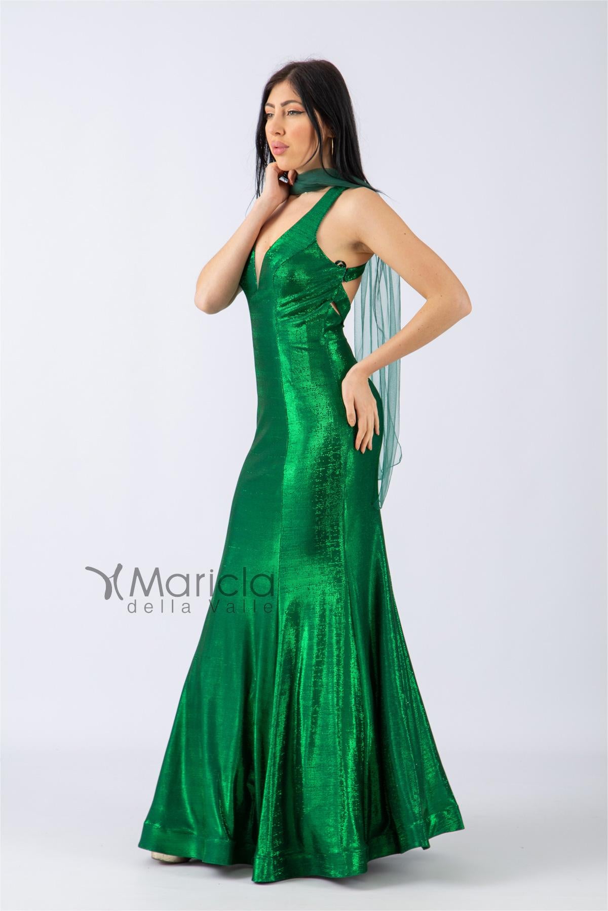 Abito scollo v ANT1808 VERDE ANTILLE ELEGANCE