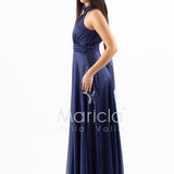 abito lungo scollo america glitter FI6646 BLU MARICLA ELEGANCE