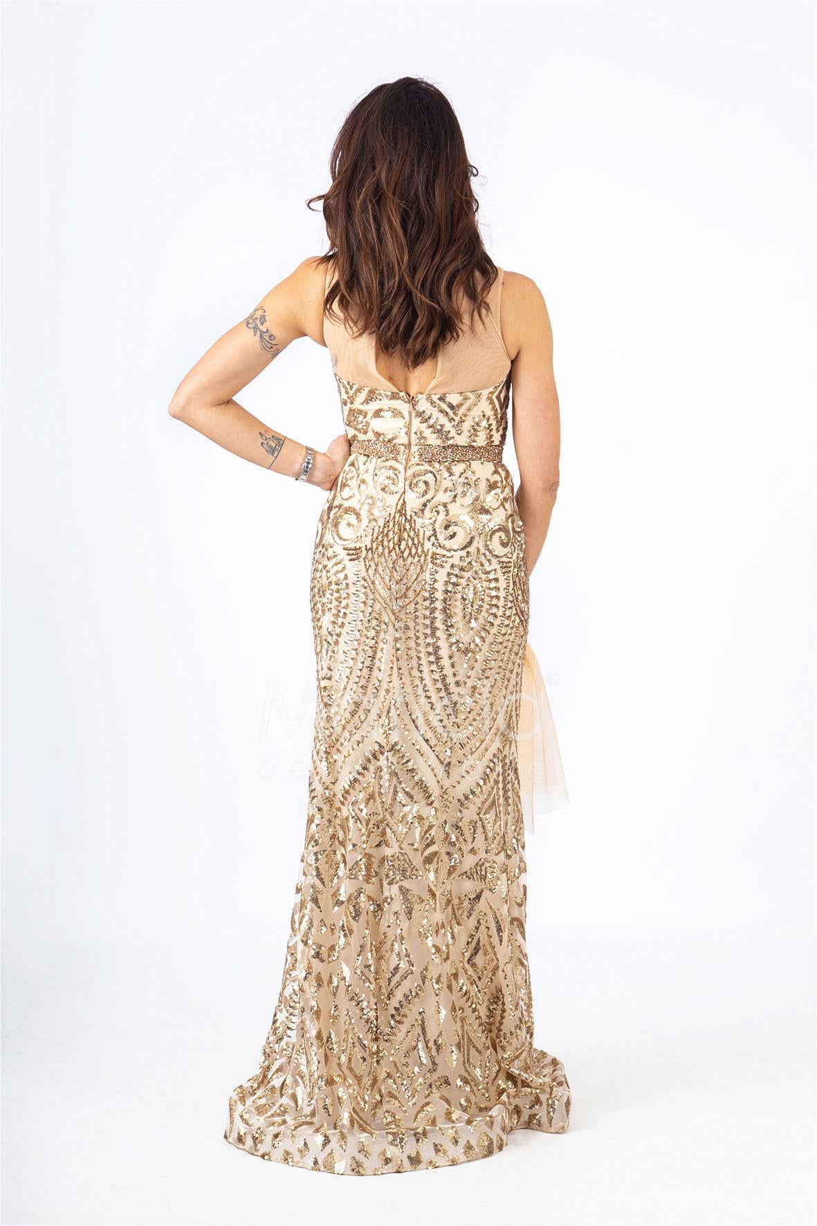 lungo paiette sirena RG4239 ORO GIGLI CERIMONIA