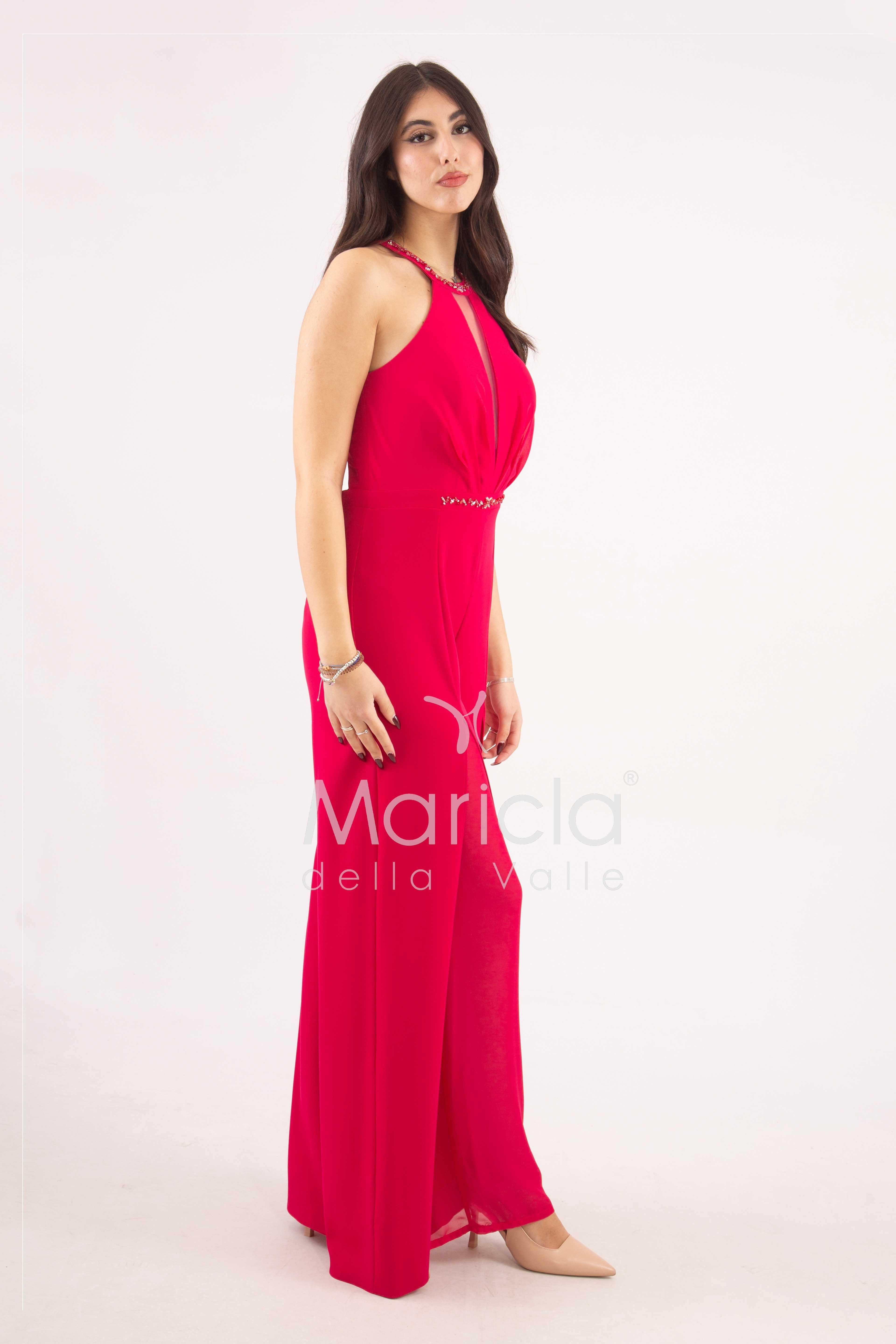 tuta con cinturino strass SH610 MAGENTA SHARON