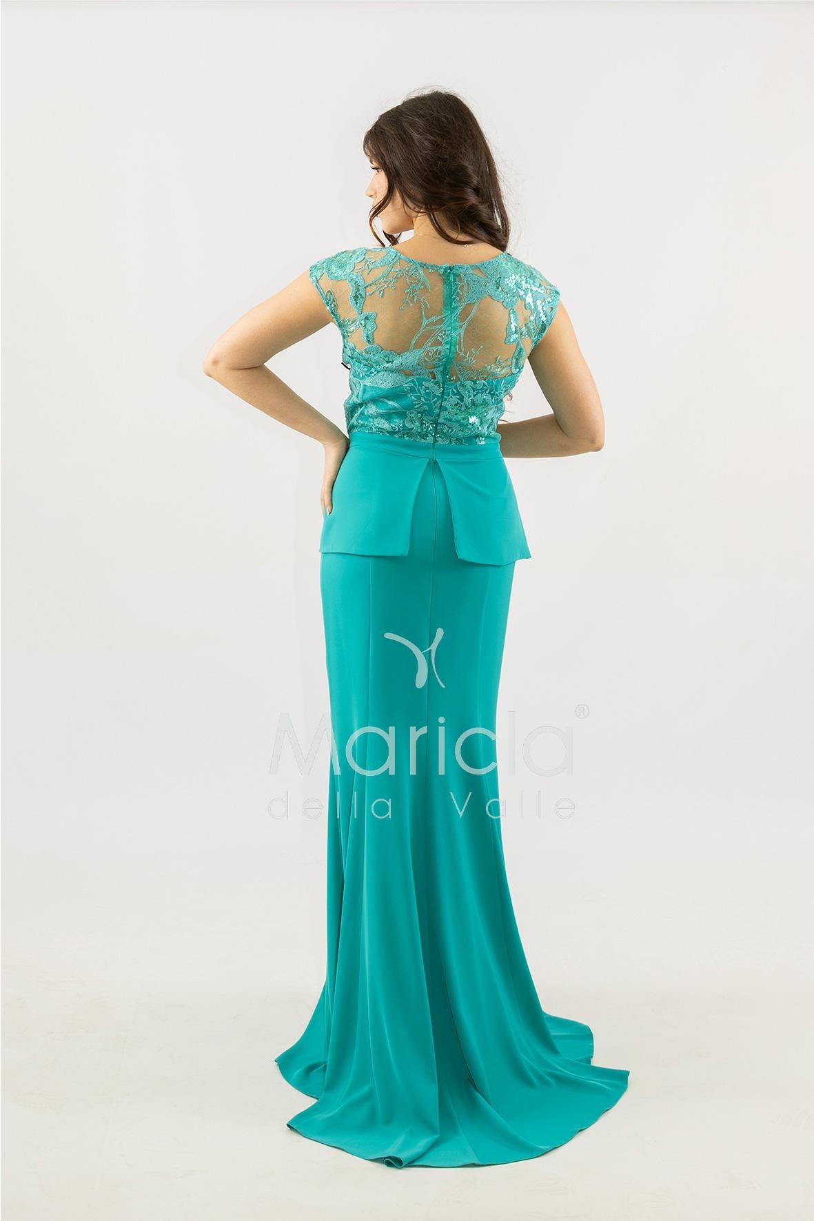 abito lungo con baschina ricamata SH839AL TIFFANY SHARON