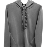 Felpa con cappuccio e inserti fantasia CS146340 GRIGIO MARICLA