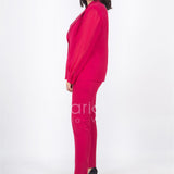 tailleur collo ricamo PF416 FUXIA PAOLA FORTI