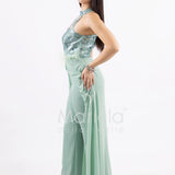 Tuta con piume e ricami SH909TU MENTA SHARON
