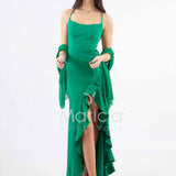 abito lungo con rouche JC35122 VERDE MARICLA ELEGANCE
