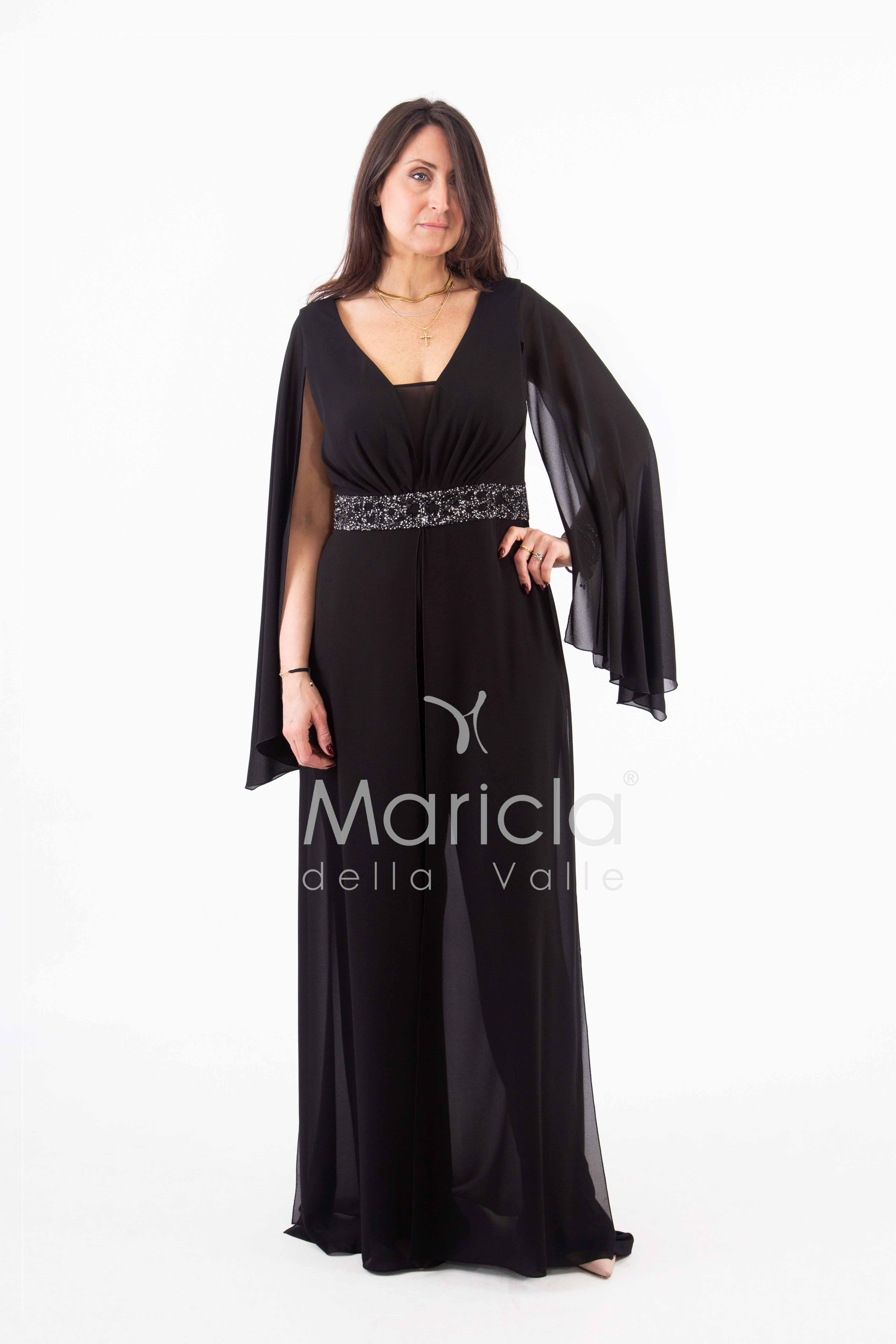tuta con fascia strass PF105 NERO PAOLA FORTI