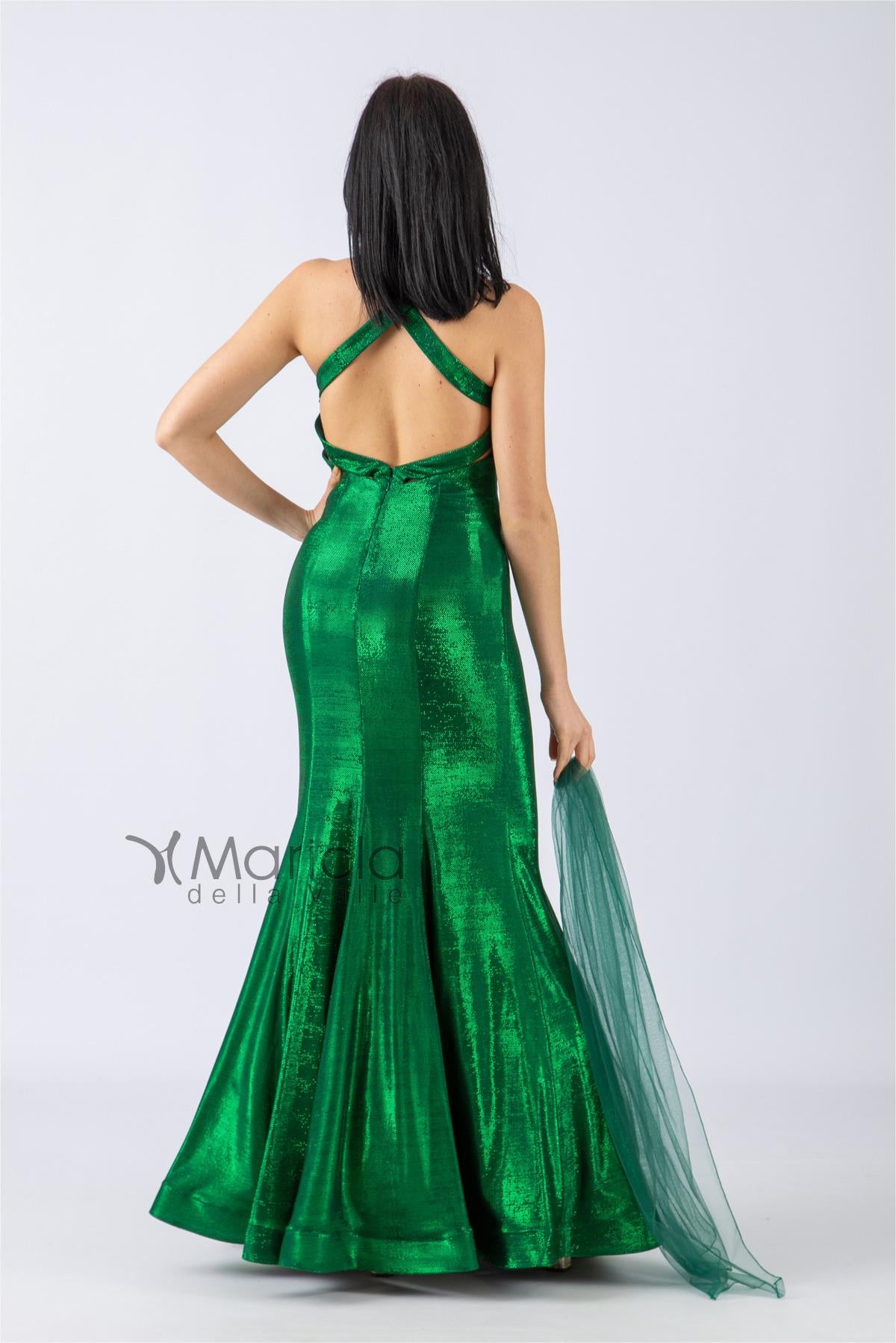 Abito scollo v ANT1808 VERDE ANTILLE ELEGANCE