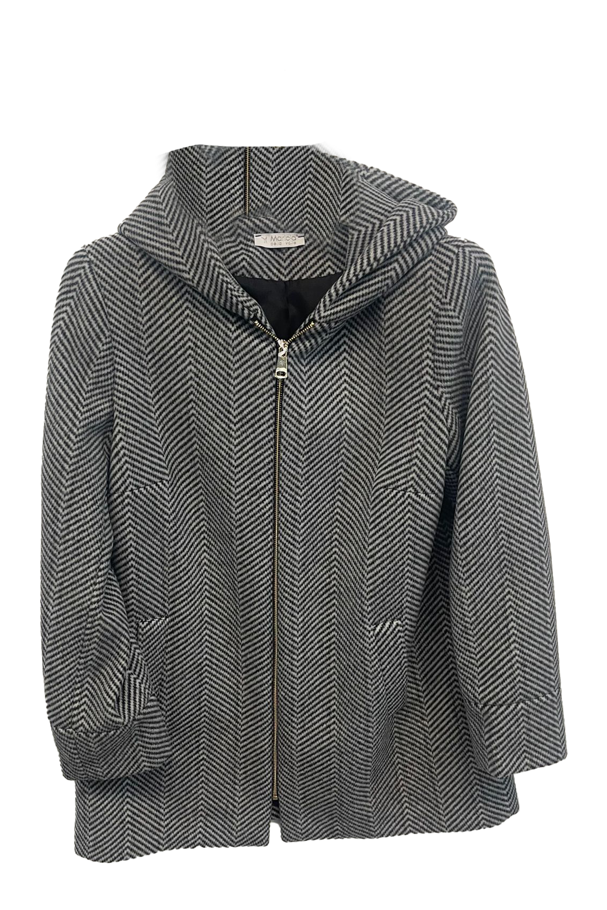 cappotto diagonale cappuccio fantasia DB10709 GRIGIO MARICLA
