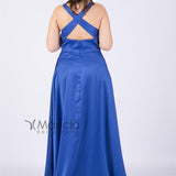 Abito lungo con incrocio sul retro ANT20036 BLU ANTILLE ELEGANCE
