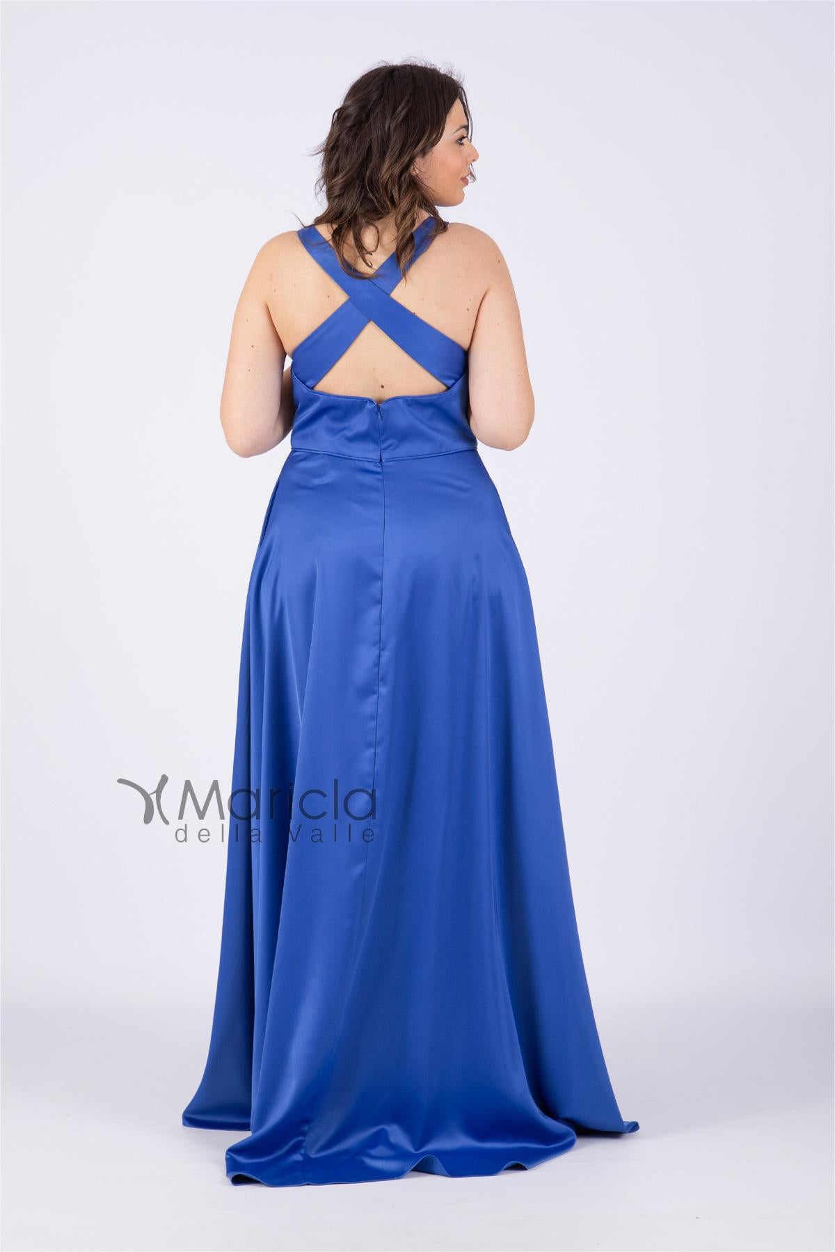 Abito lungo con incrocio sul retro ANT20036 BLU ANTILLE ELEGANCE
