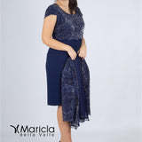 tubino con giacca floreale GU45002 BLU MARICLA ELEGANCE