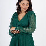 abito manica lunga glitter FI7219 VERDE MARICLA ELEGANCE