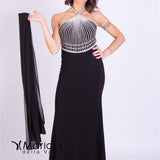 Abito lungo strass JC34119 NERO MARICLA ELEGANCE