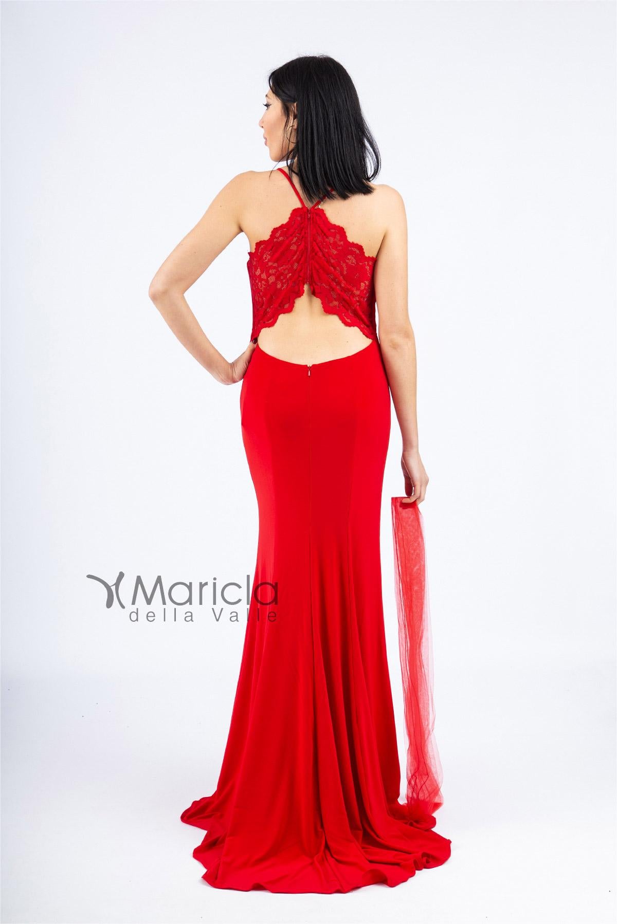 Abito lungo con pizzo JC34346 ROSSO MARICLA ELEGANCE