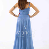 abito monospalla glitter FI7015 INDACO MARICLA ELEGANCE