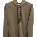Felpa con cappuccio e inserti fantasia CS146340 BEIGE MARICLA