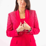 Tailleur con pioggia di strass Completo 3 pezzi SH409 FUCSIA SHARON