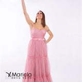 lungo toulle c/cintura AR3095 ROSA MARICLA ELEGANCE