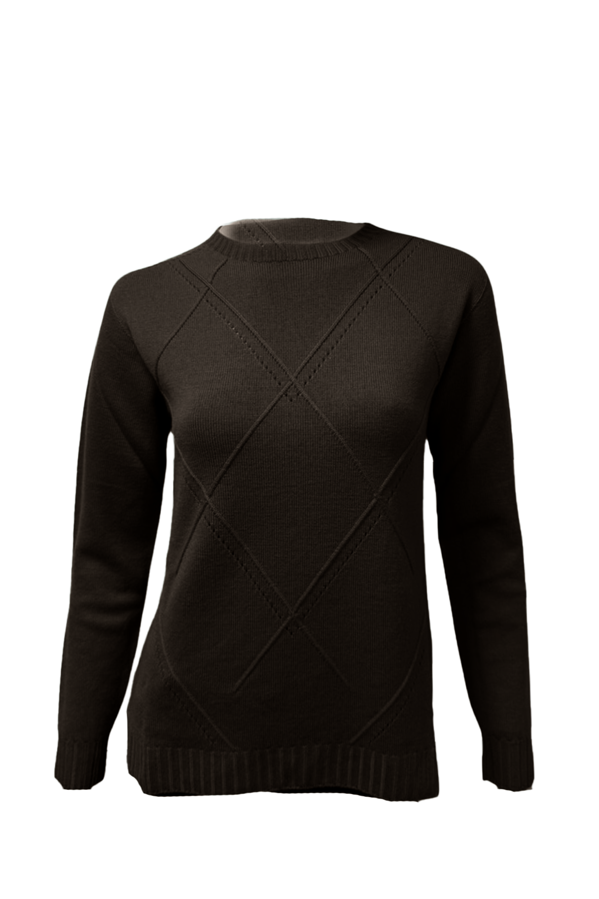 Maglia  a rombi 100% lana CF4366 MORO CARLA FERRONI