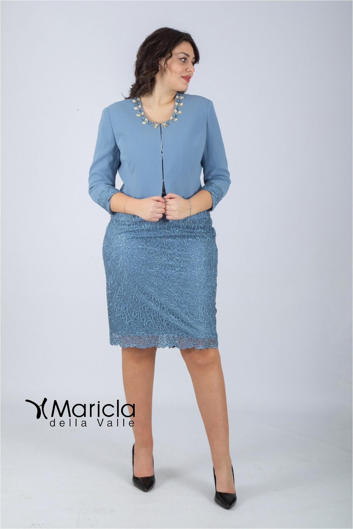 tubino pizzo con giacca GU570 POLVERE MARICLA ELEGANCE