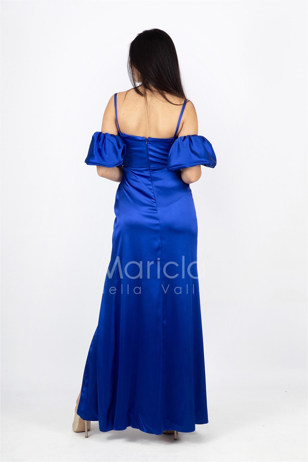 abito lungo con drappeggio RG1050 ROYAL GIGLI CERIMONIA
