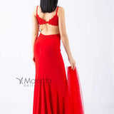 Abito lungo con dettagli in pizzo JC34400 ROSSO MARICLA ELEGANCE
