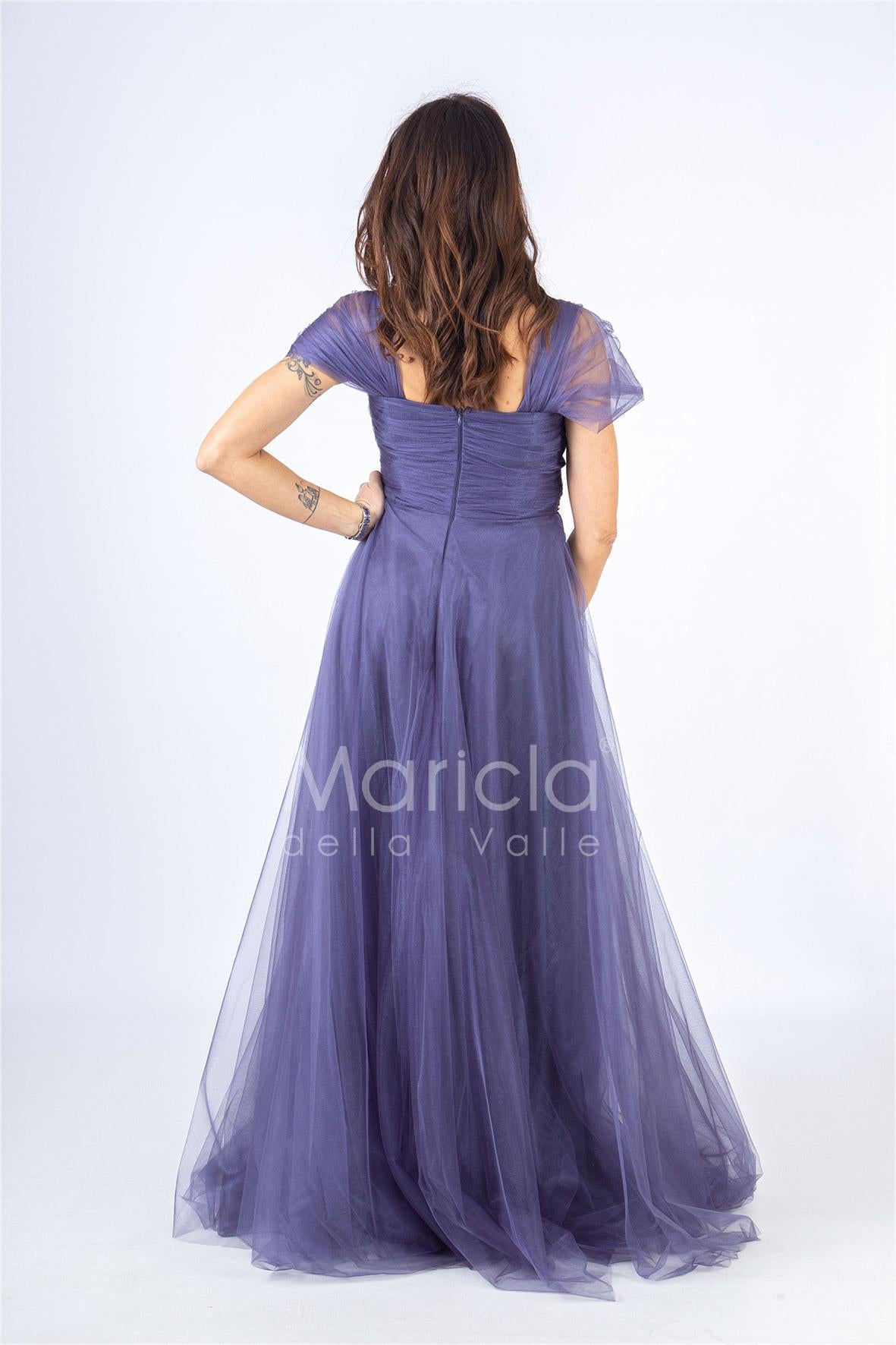 abito incrocio organza JC34898 INDACO MARICLA ELEGANCE