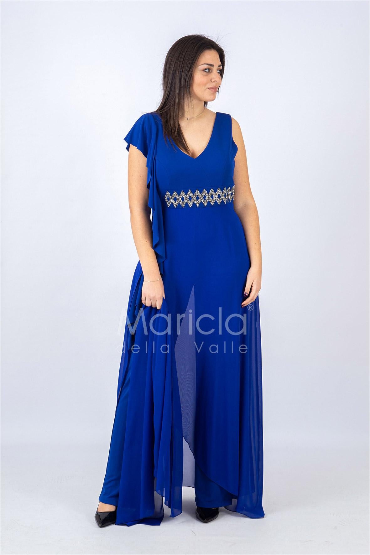 Tuta a giromaniche con rouche PF509 ROYAL PAOLA FORTI