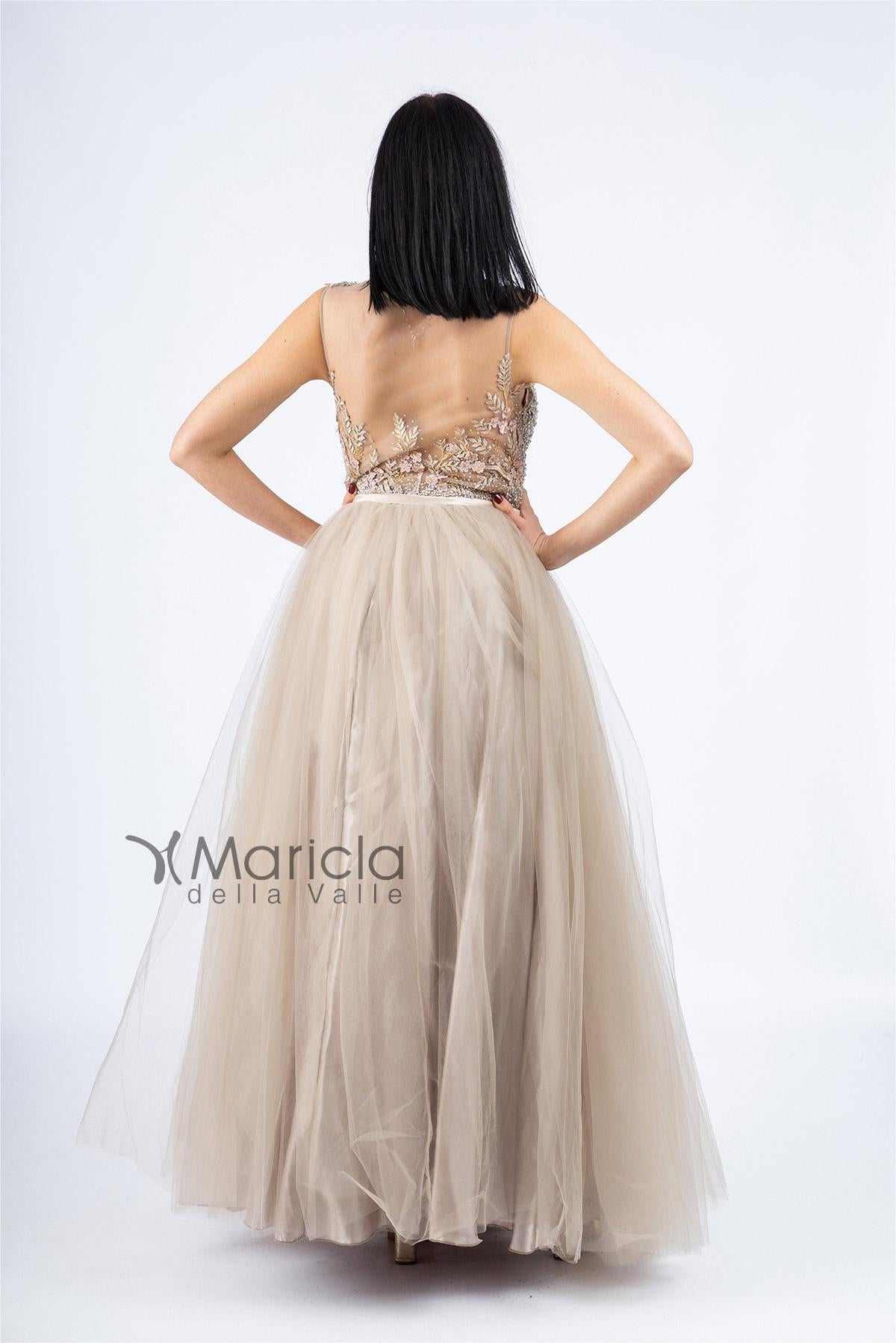 Abito ampio con ricami FP801050 CHAMPAGNE MARICLA ELEGANCE