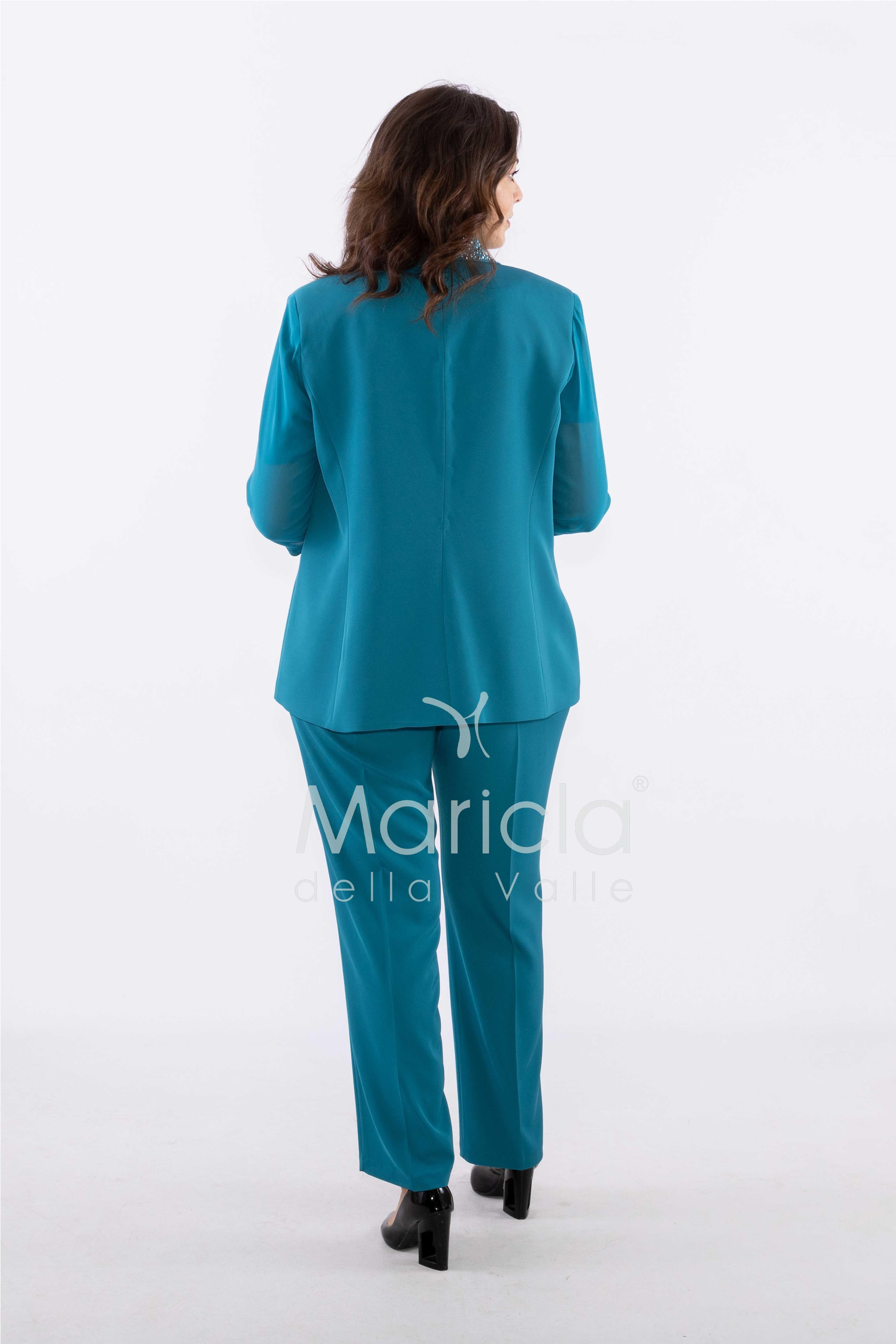 tailleur smoking strass PF2330 PETROLIO PAOLA FORTI