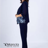 tailleur con ricamo PF3120/22 BLU PAOLA FORTI