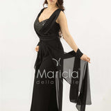 tuta con scollo paiette SH910TU NERO SHARON