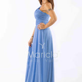 abito monospalla glitter FI7015 INDACO MARICLA ELEGANCE