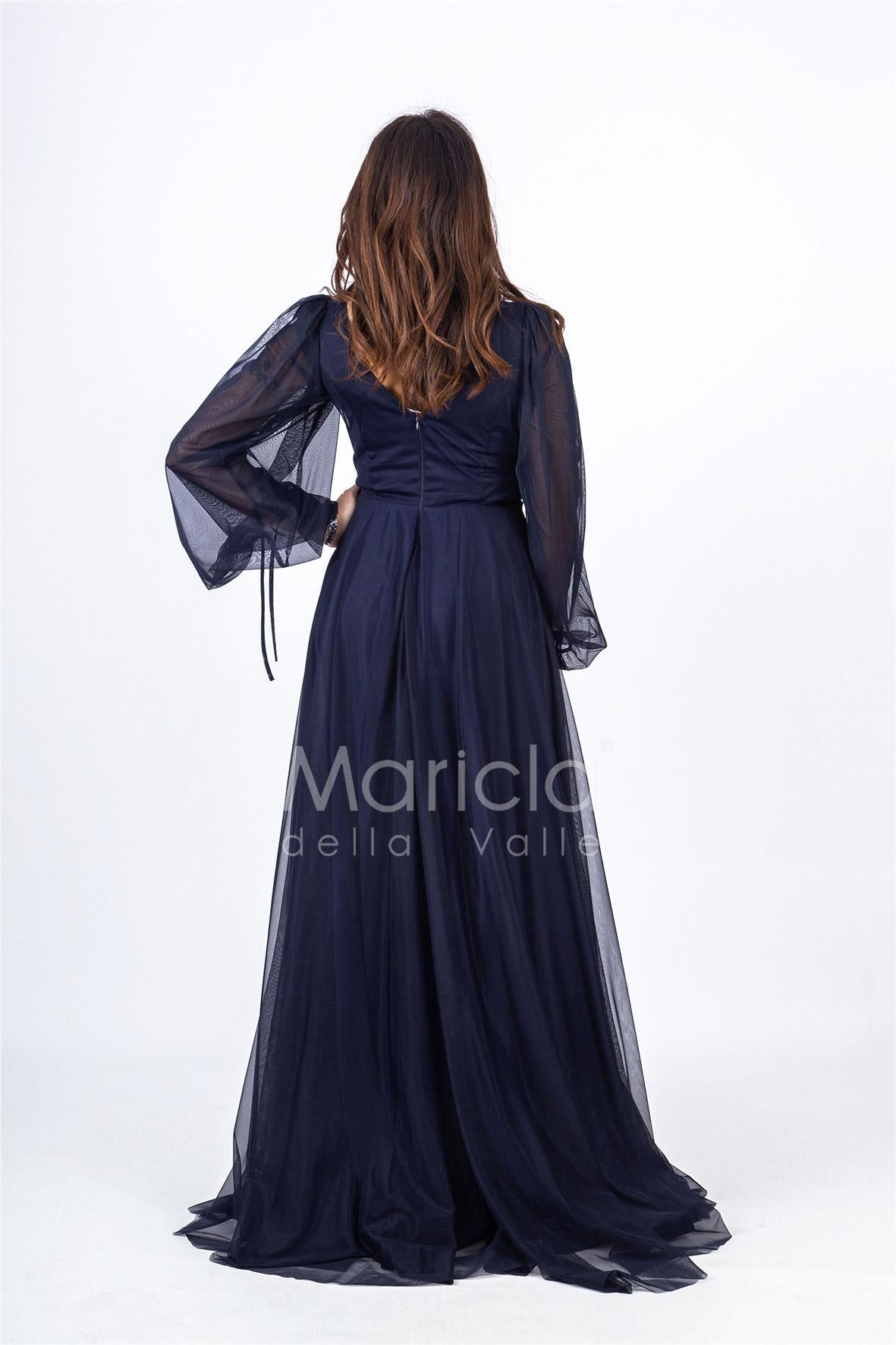 abito organza manica lunga JC34882 BLU MARICLA ELEGANCE
