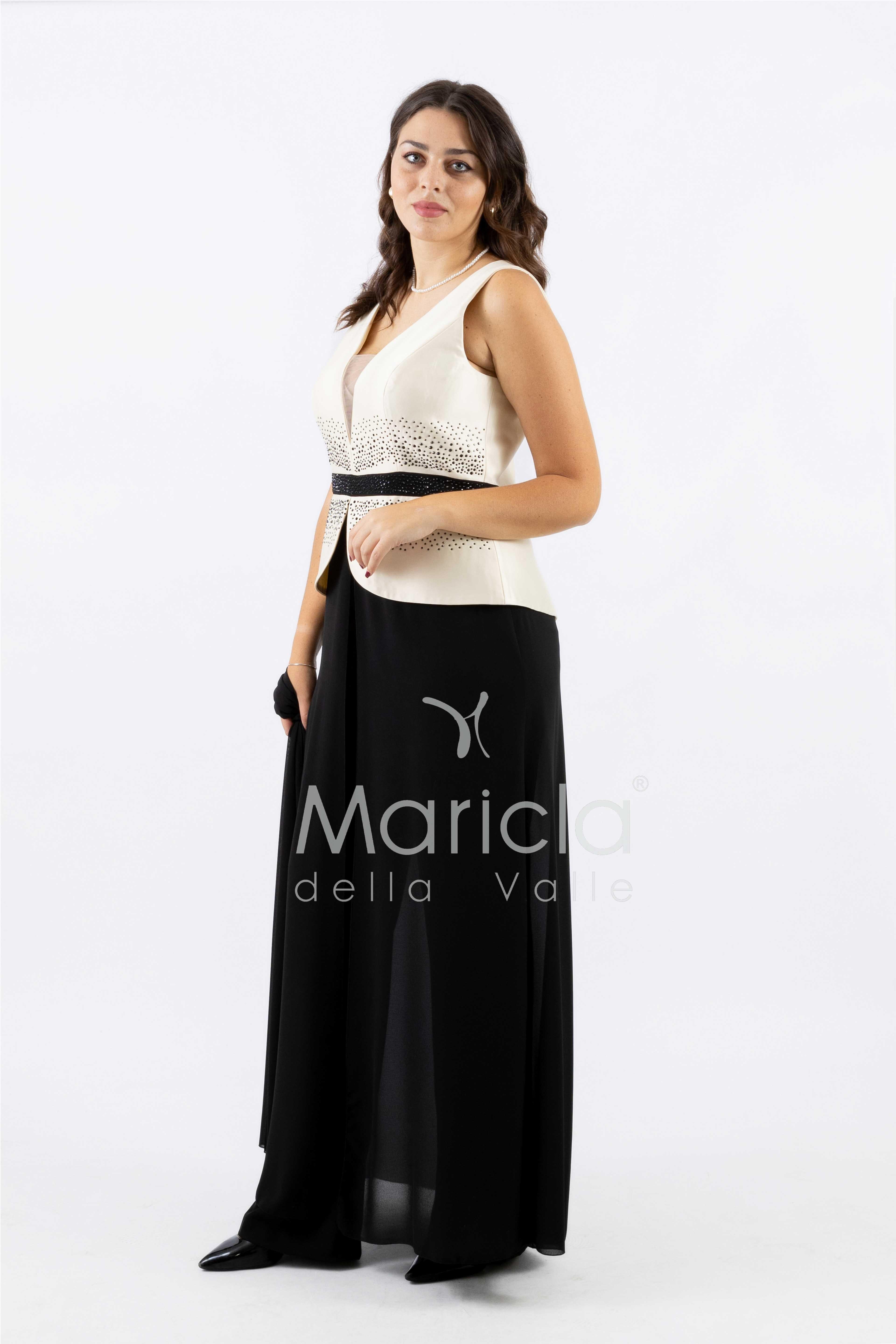 tuta con baschina e strass SH611 NERO SHARON