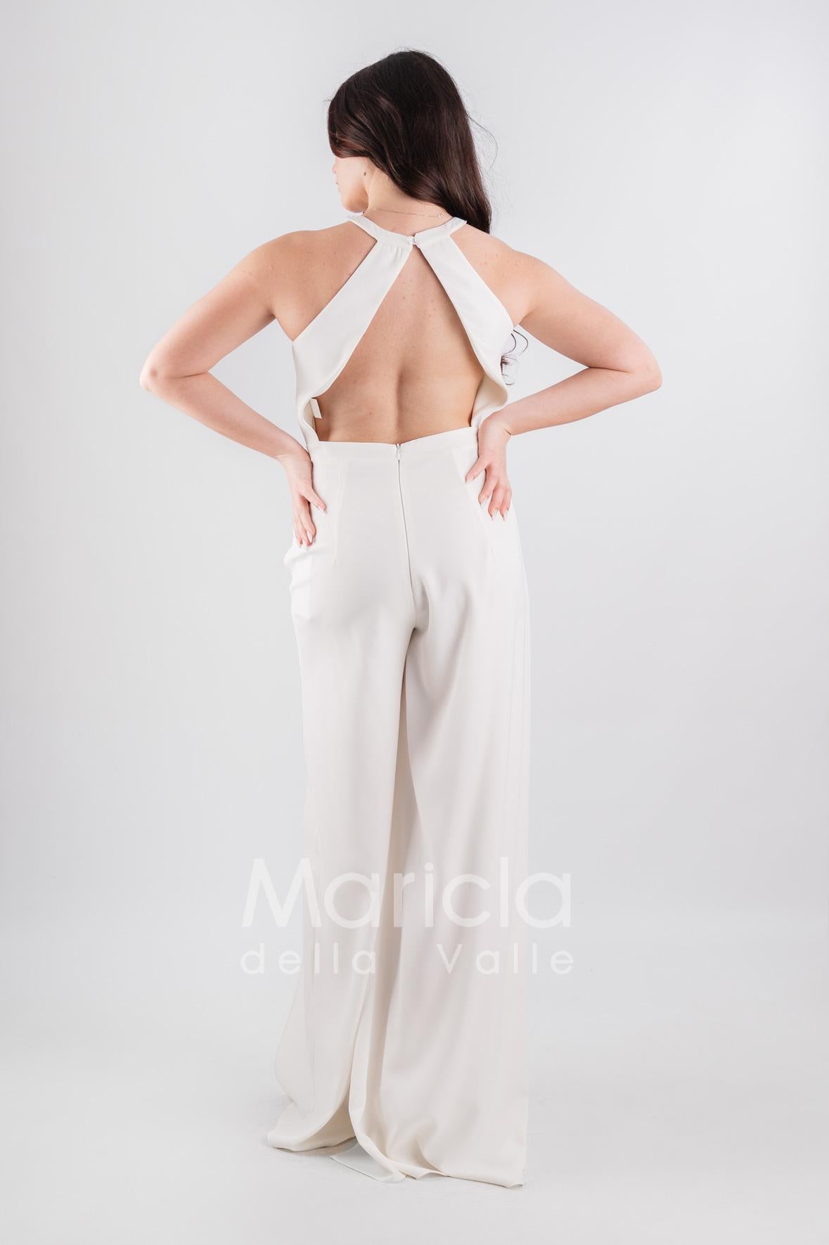 tuta con cinturino strass SH610 BIANCO SHARON