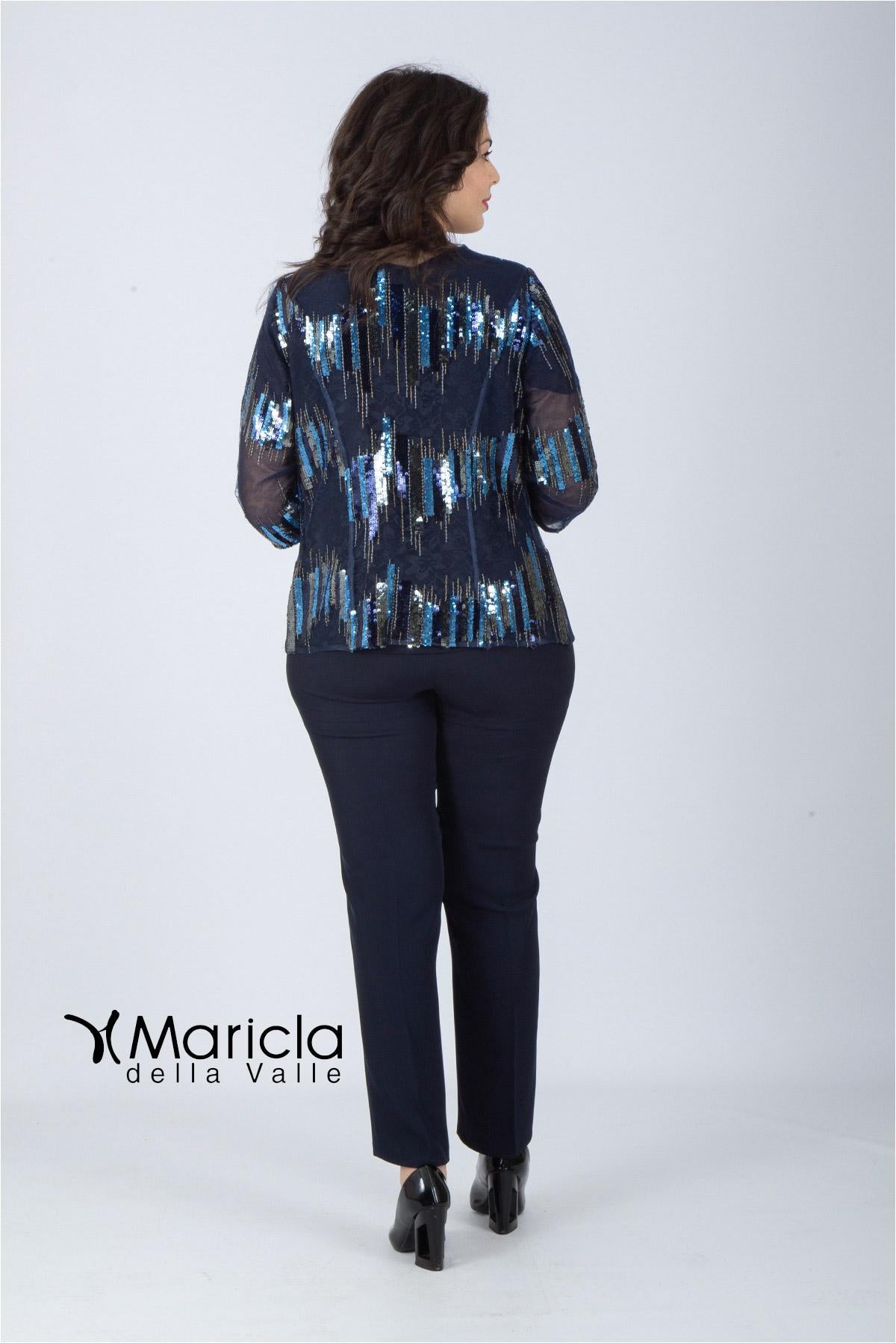 tailleur con ric.paiette PF3030BIS BLU PAOLA FORTI