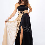 lungo bicolore fiore glitterato RG97PB NERO GIGLI CERIMONIA