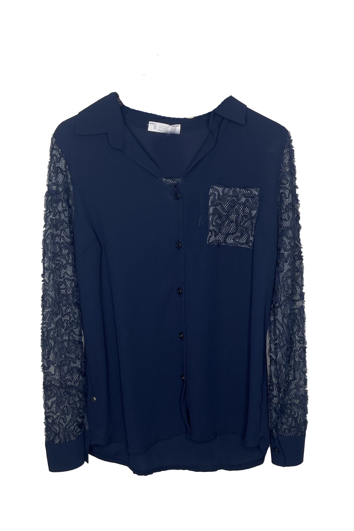 camicia con manica ricamata ROMINA BLU MARICLA