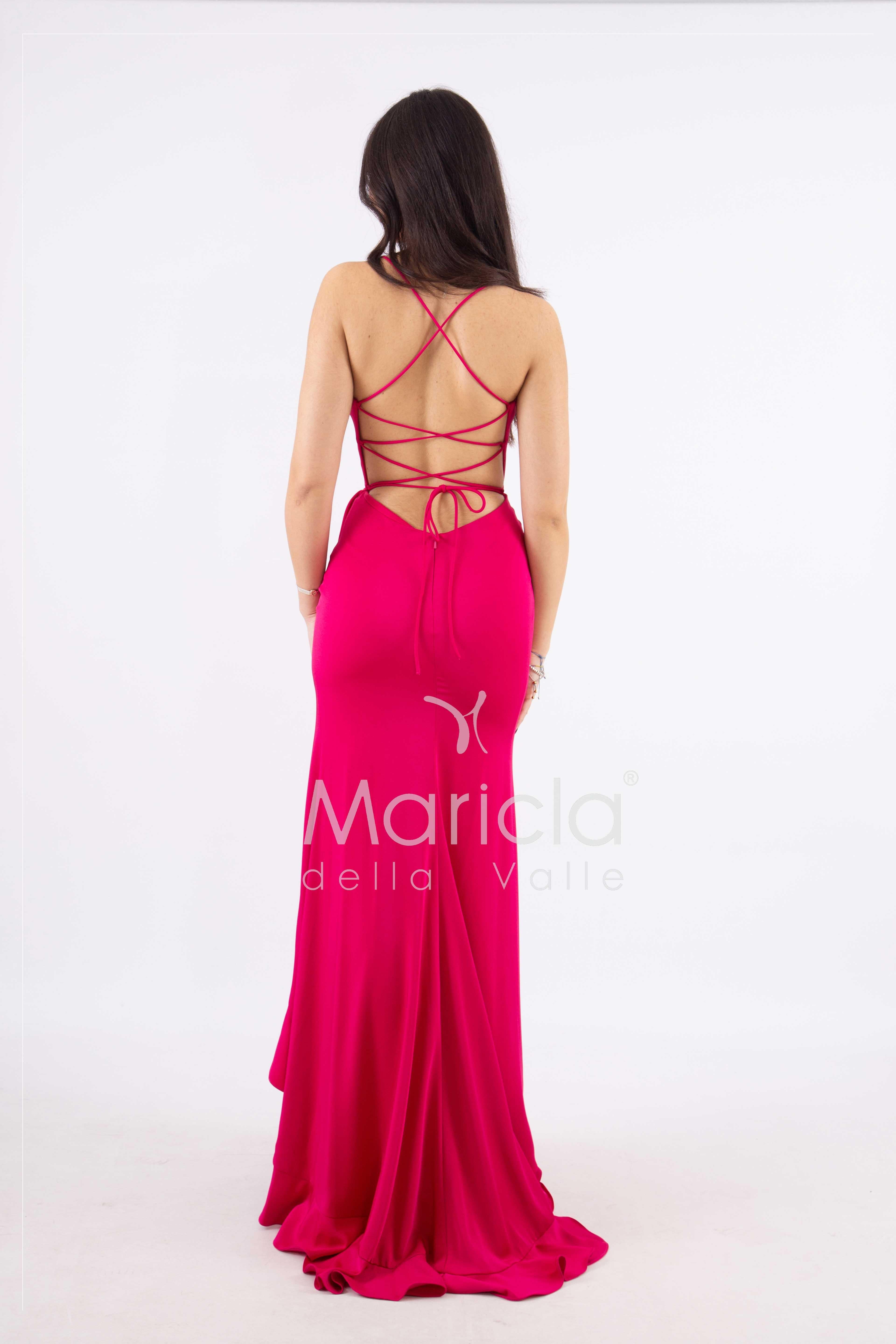 abito lungo con rouche JC35122 MAGENTA MARICLA ELEGANCE